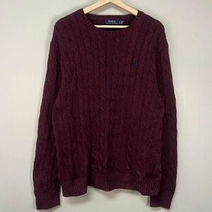 SOLD - Polo by Ralph Lauren Cable Knit Maroon Sweater - Fits women’s L